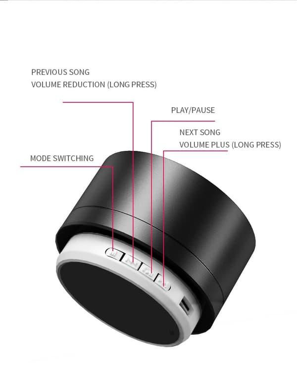 Mini bärbar Bluetooth-högtalare, uppladdningsbar trådlös stereosubwoofer, stöder USB / TF / FM-lägen. red