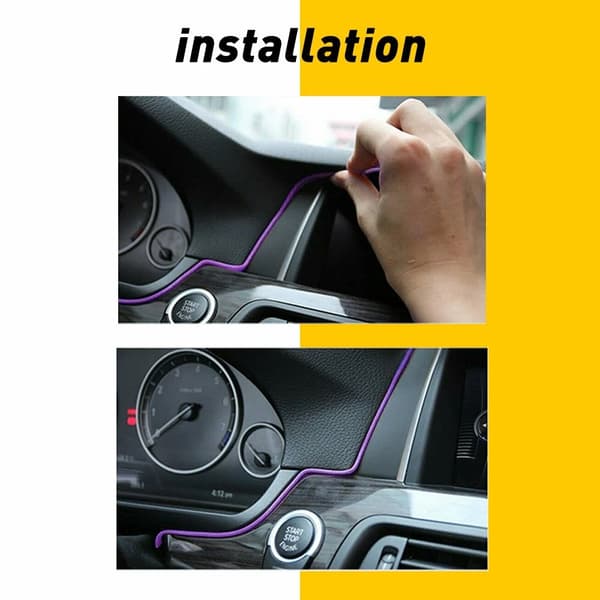 2-meter lilla LED bil interiør dekorativ ambient lys strip tilbehør purple