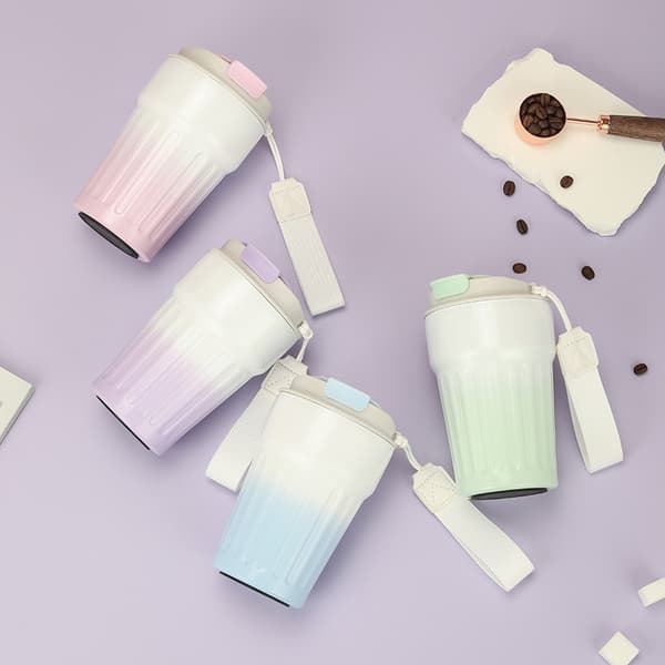 400 ml isoleret kaffekrus i rustfrit stål, bærbart til bil- eller kontorbrug, holdbart. Gradient Purple