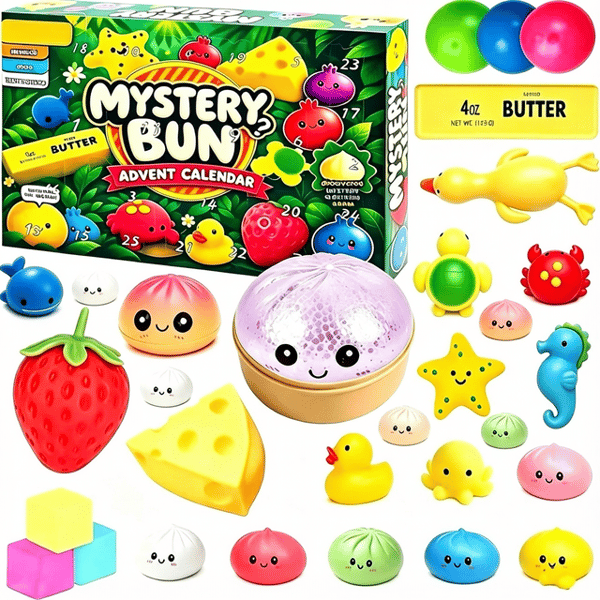 Julkalender 24 dagars nedräkning, Squishy Fidget Leksaker Överraskningsblindlåda för barn, Stresslindrande klämleksaker Julklapp