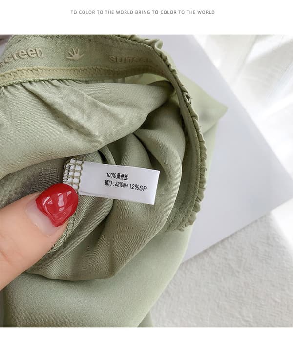 100% morbærsilke ensfarvede tynde ærmer til kvinder, alsidige kørehandsker ærmer Light green