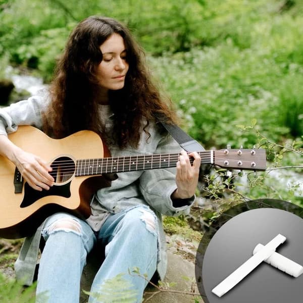6-strengs akustisk gitarbeinsbro, sal og mutter, ekte beindeler.