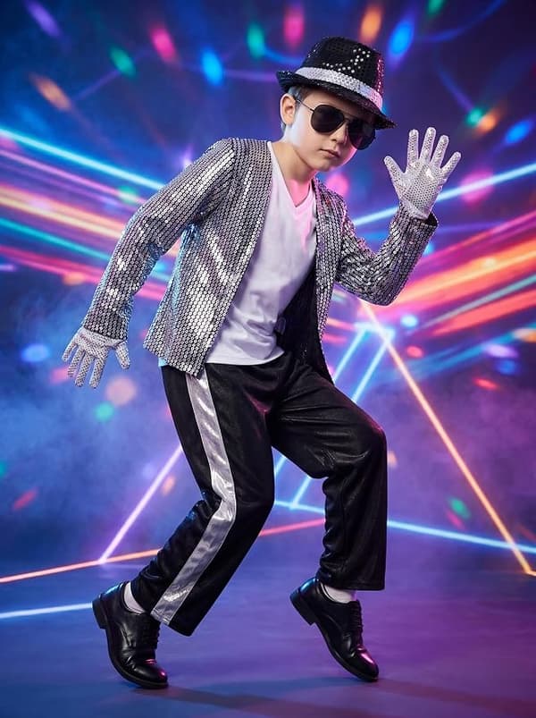 5 stk Popstjerne Cosplay Antrekk til Halloweenfest Barn Retro Disco Dansekostymesett M