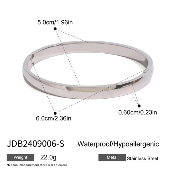 Dame 18K forgyldt poleret åben armring, anløbsbestandig. Silver
