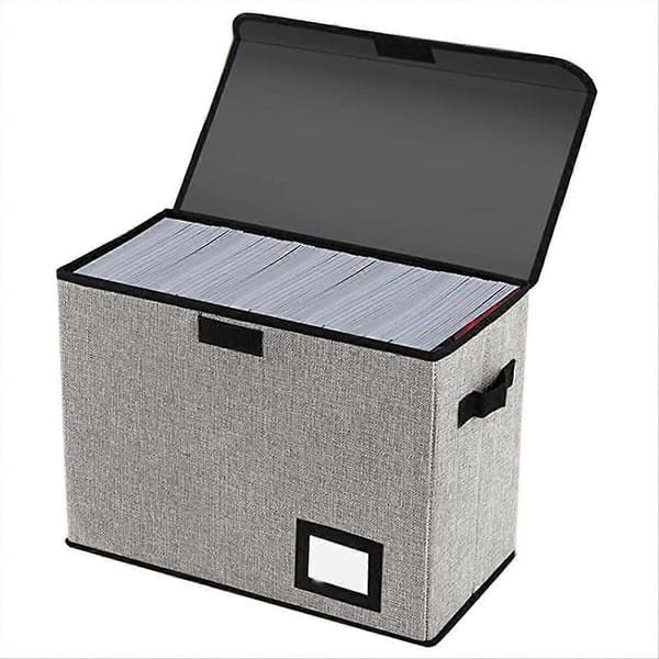 Comic Book Storage Box, Foldable Card Box with Lid Holds 150 Comic Books, Grey Storage Container for Comic Book Collection and Organization
