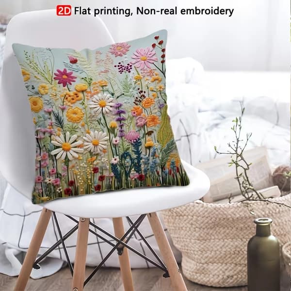 Nordiska blomtryckta örngott set om 2 | Dubbelsidigt digitaltryck | Slitstarka kuddfodral i polyester för sovrum, vardagsrum, soffdekor