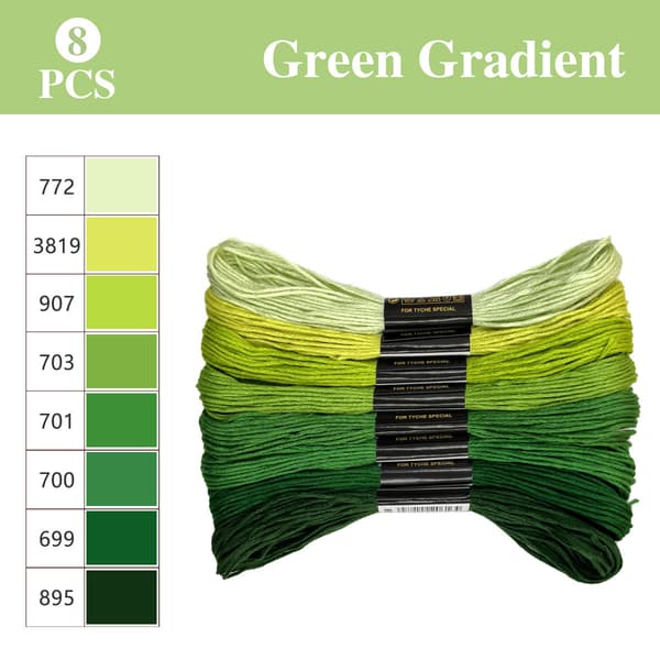 8 färger gradient broderigarn, 6 trådar 8m korsstygnsgarn