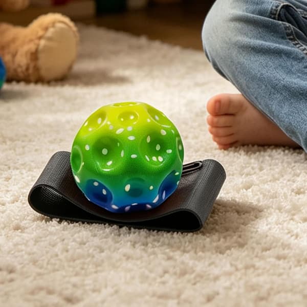 Håndledsreboundbold, 2,7-tommer PU-reboundlegetøj, selvklæbende håndledsrem med blød polstring.