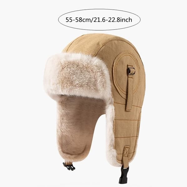 Faux pelsforet pilot hat til kvinder, russisk-inspireret vinter varm øreklap hat. Khaki