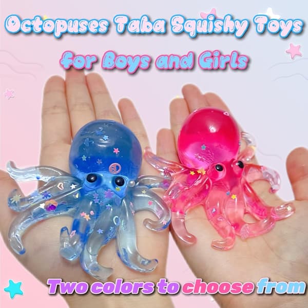 Blæksprutte Squishy Stresslegetøj, Blødt Sensorisk Legetøj til Drenge og Piger, Festgave Transparent blue