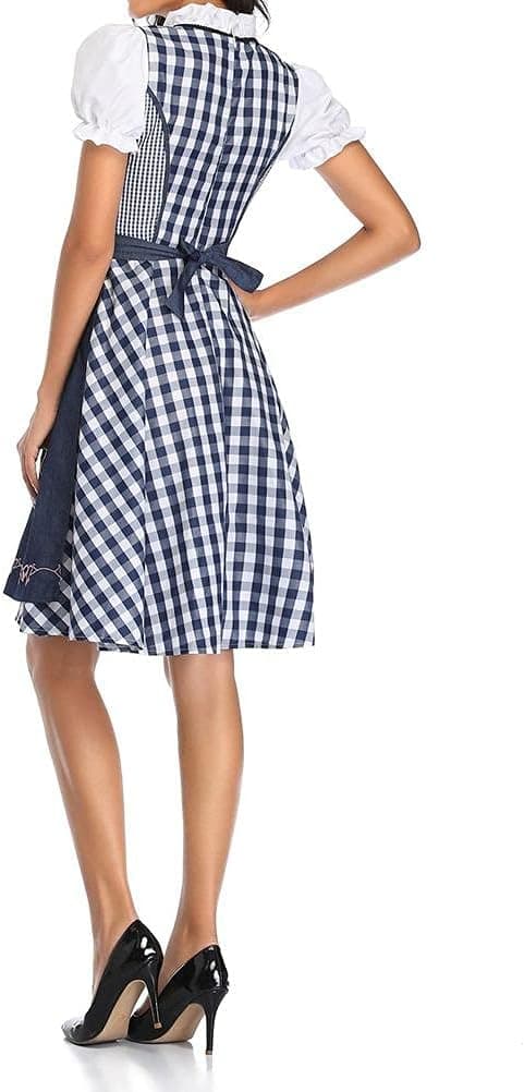 Oktoberfest Dirndl Kjole, Bayersk Kostume, Festkjole med Forklæde, Flere Farver