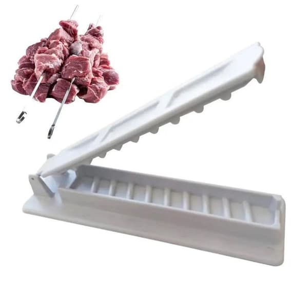 Kebab Maker Grillverktyg, Plastspettpress för Jämnt Fyllda Kött & Grönsaker, Svart/Vit black