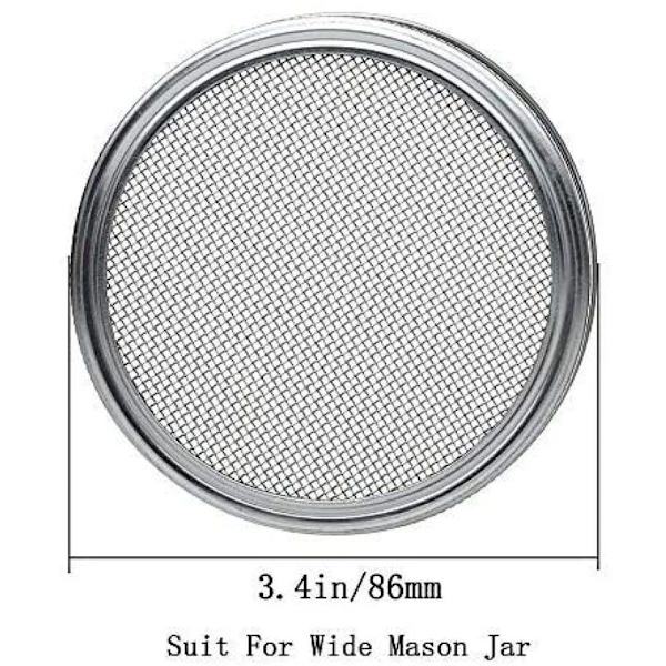4-pack rostfritt stål groddburk lock kit för utmärkt ventilation
