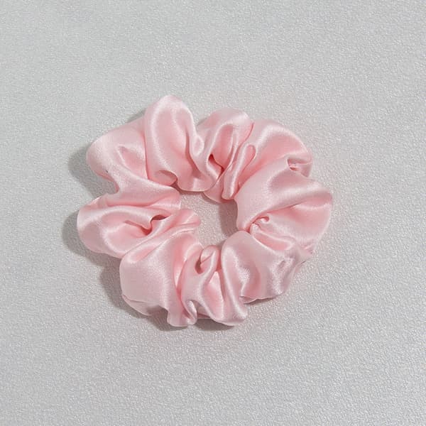 100 % morbærsilke hårstrikk, 16 mm crepe sateng håndsydd myk elastisk hårstrikk tilbehør, rosa
