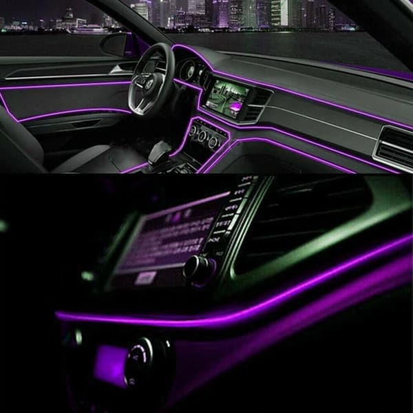 2-meter lilla LED bil interiør dekorativ ambient lys strip tilbehør purple