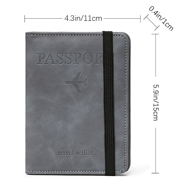 RFID Blocking Passport Holder Travel Wallet, Multifunctional PU Leather Document Case With Elastic Band red