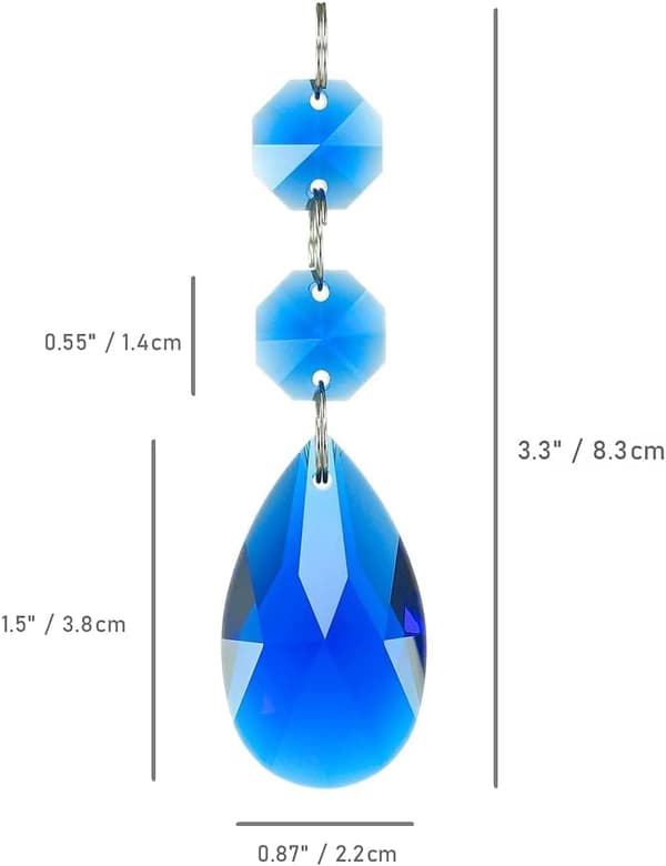 Ti 38 mm dråpeformede krystallprismekomponenter til lysekrone, hengende krystallglassperler til lysekronepynt. medium blue
