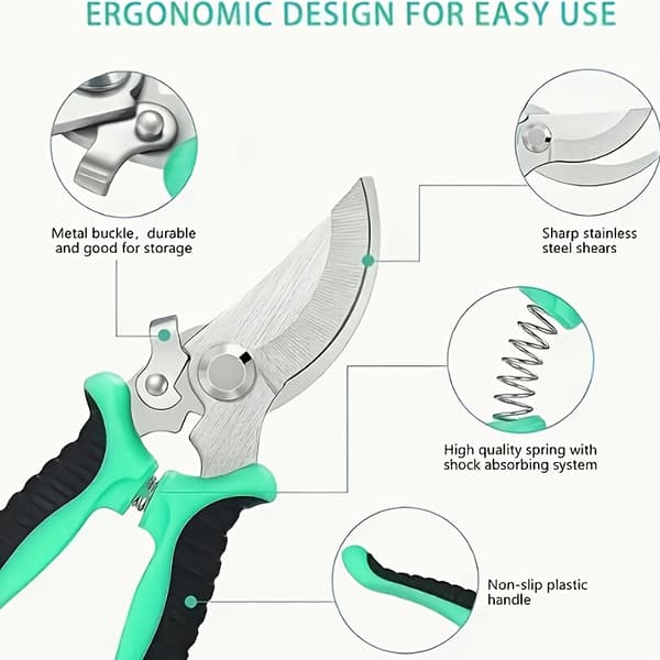 Professional Pruning Shears Sharp Bypass Pruners for Tree Trimming Gardening Orange Black Orange Black