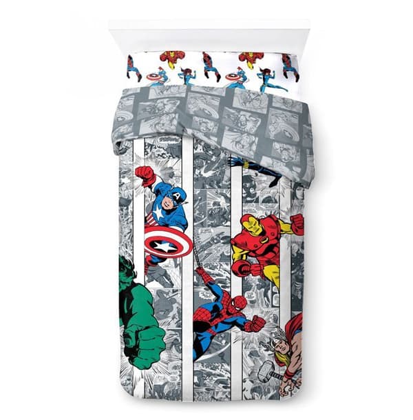 Marvel Comics Comic Cool, Barnslakan 140x200 cm, 100% Bomull, enkelsäng