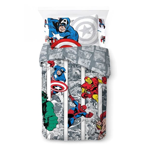 Marvel Comics Comic Cool, Barnslakan 140x200 cm, 100% Bomull, enkelsäng