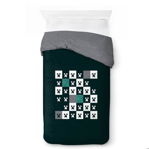 Creeper-rutigt enkelsängkläder Minecraft Svart grå