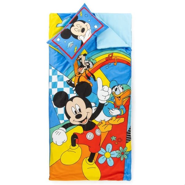 Disney Mickey Mouse sovsäck med integrerat kudde, täcke och kudde set. mickey och vänner
