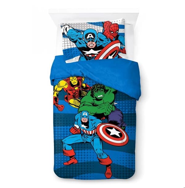 Marvel Comics Avengers 100% Bomull Enkelseng Dundyne Sett - Inkluderer en Putevar 50 x 70 cm