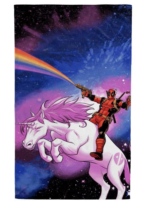 Deadpool Rymdlicorn Strandhandduk Lila, Rosa