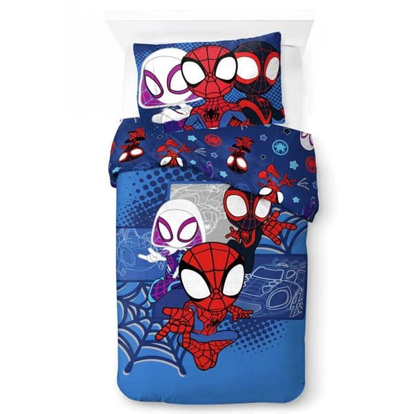 Sängkläder Marvel Spiderman enkelsäng Blå röd