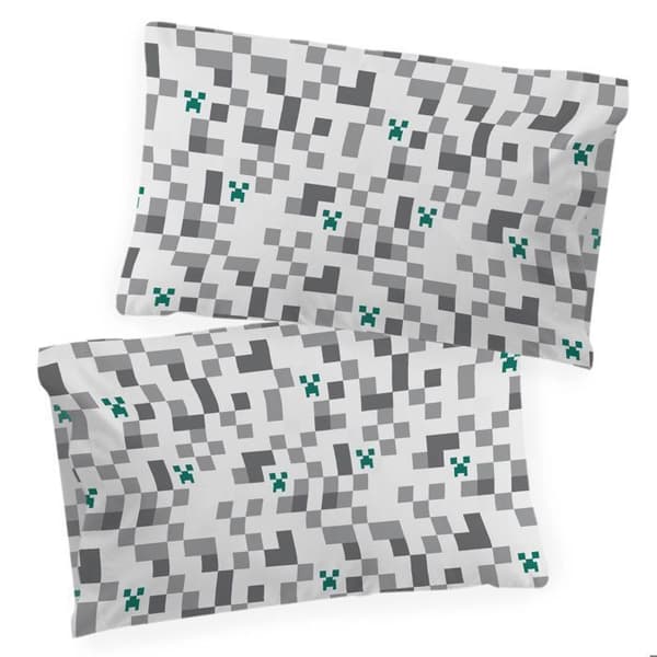 Creeper-rutigt enkelsängkläder Minecraft Svart grå