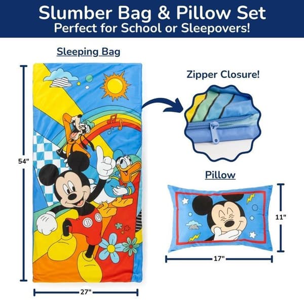 Disney Mickey Mouse sovsäck med integrerat kudde, täcke och kudde set. mickey och vänner