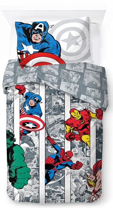 Barnsängkläder - MARVEL COMICS - Comic Cool - Påslakan 140x200 cm - 100% bomull - Marvel-mönster
