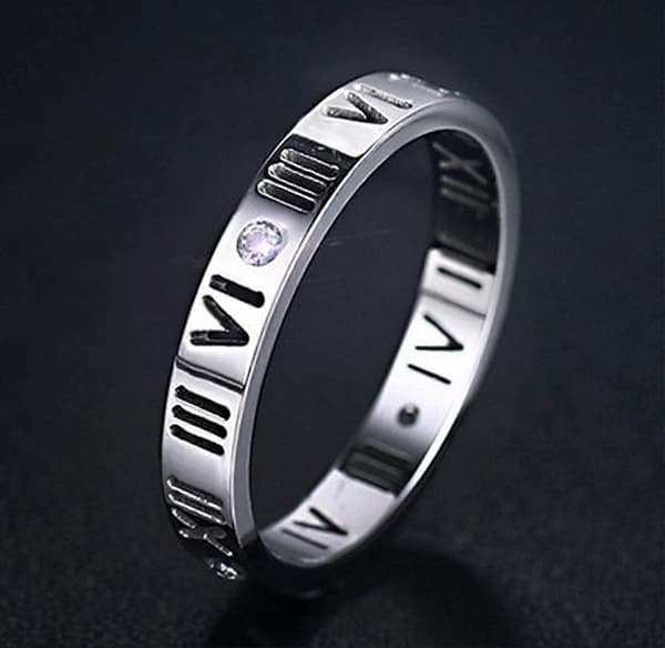 Openwork Romertal Ring til Kvinder Piger af Rustfrit Stål & CZ Indstilling Sølv/Rose Guld/Guld Plated - -
