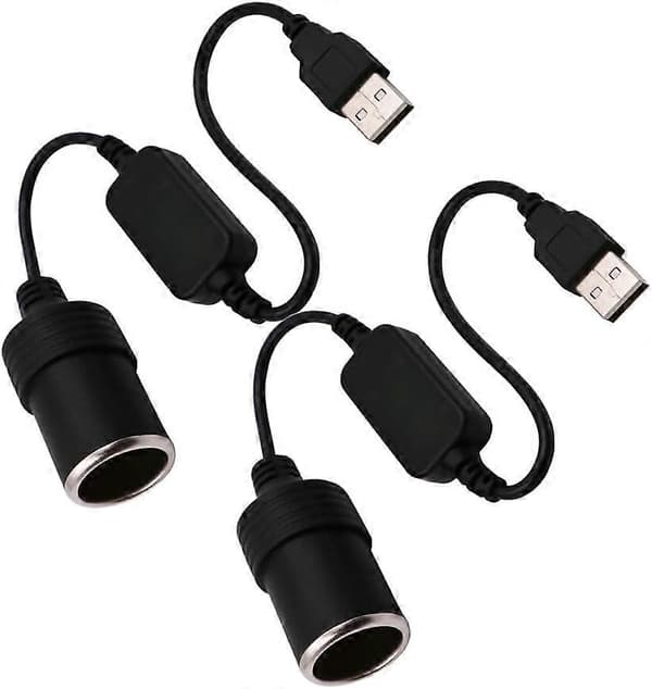 2-pak USB til 12V konverter cigarettænderadapter til Dash Cam GPS LED-lys 8W Max