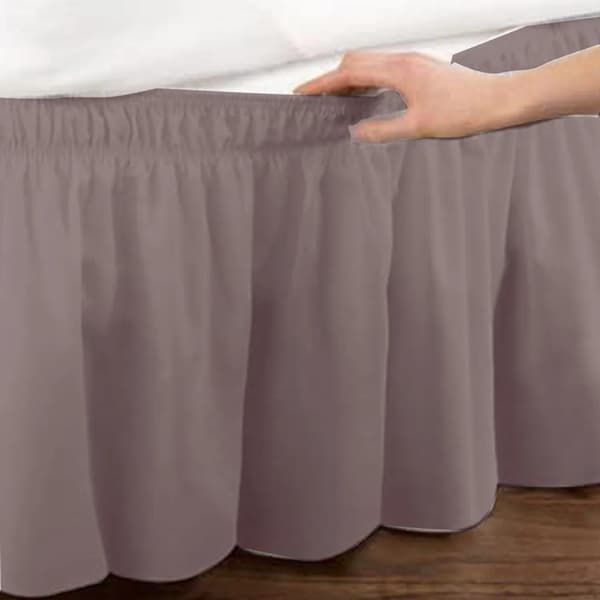 Sengekappe, børstet polyester, med TRE stof sider, elastisk støvkappe, let at fastgøre, polyester