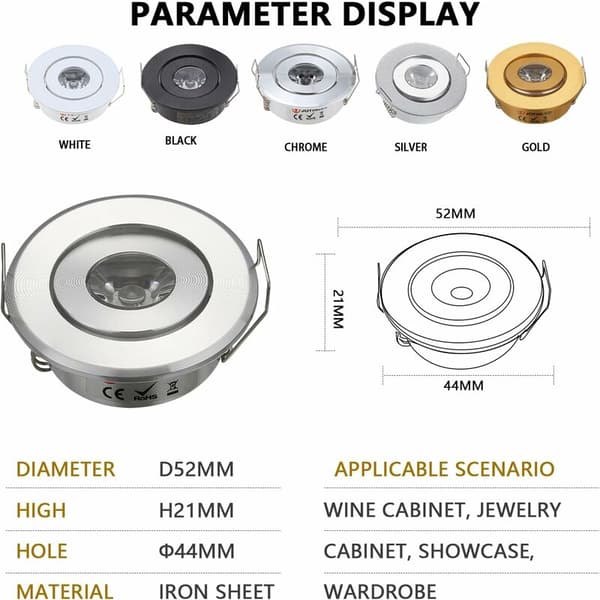 10 st 3W Mini LED Infällda Spotlights för Vardagsrum Garderob Sovrum 5000K
