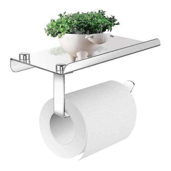 Toiletpapirholder med telefonhylde, poleret krom i rustfrit stål