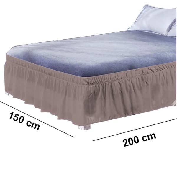 Sengekappe, børstet polyester, med TRE stof sider, elastisk støvkappe, let at fastgøre, polyester