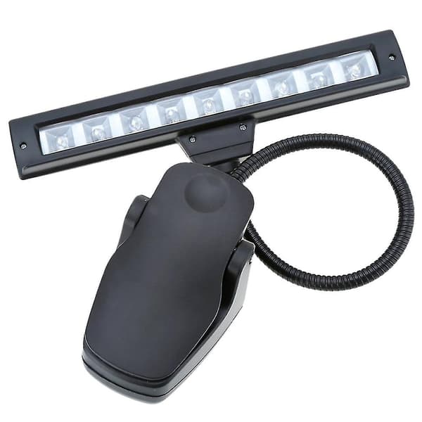 9 Leds Led Læselampe Læselampe Bordklemme Lampe Til Klaver Noder Stativ Sort