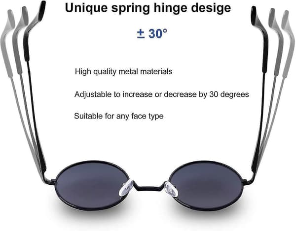 Solbriller i John Lennon-stil for unisex runde polariserte linser size:2 Pack (Black- Gold)