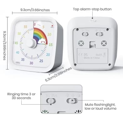 White Rainbow Visuell Timer 60min - klasserom skole for barn