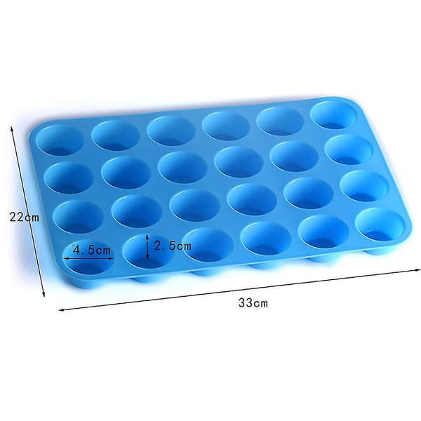 Non-stick silikon mini muffins- och cupcakebakform 24 koppar, BPA-fri (Blå)