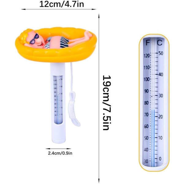 Flydende termometer, flydende pooltermometer, tegneserie dyreformet vandtermometer med reb til indendørs udendørs pools (termometer E)