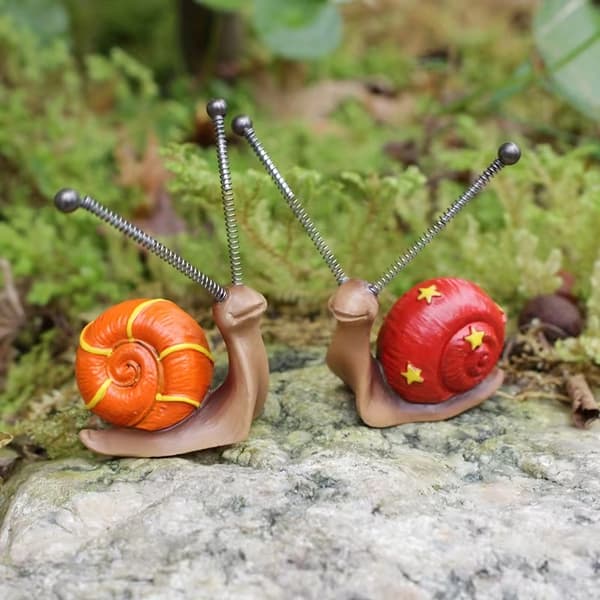 4-delars set, mini snigel skulptur bonsai ornament 4pc