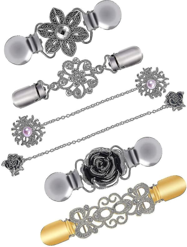 6 st Passform Klänning Cinch Clips Set, Retro Kofta Krage Clips