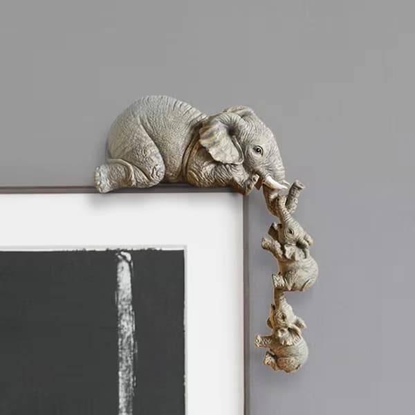 3-delt Sæt med Søde Elefantfigurer - Kunsthåndværk i Resin 1 set