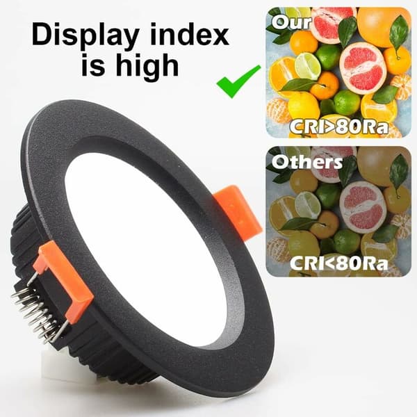 LED-alasvalo 2 erittäin litteää mustaa LED-alasvaloa, 7W pyöreä, IP44
