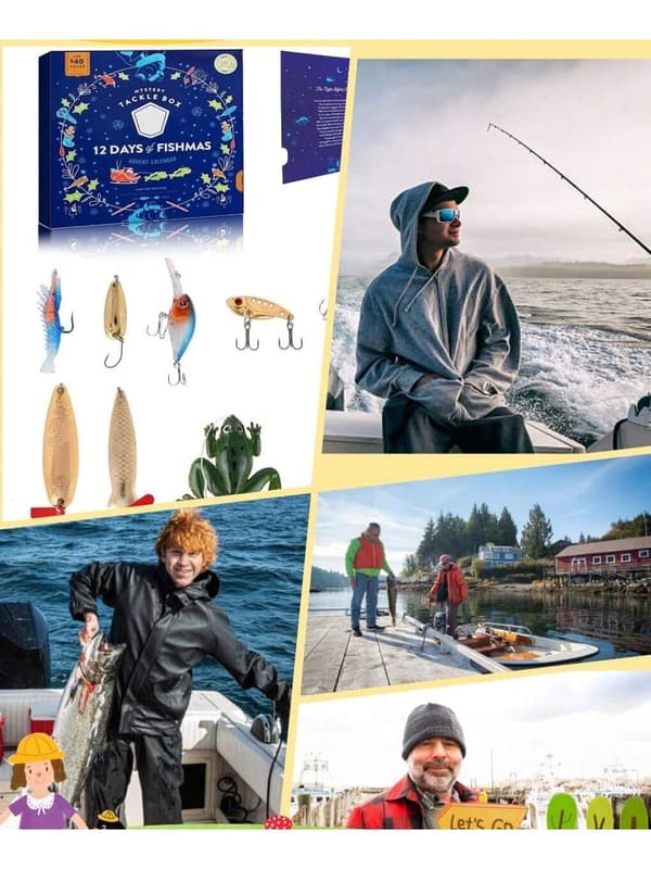 Fiske Julekalender 2025, 24-dages nedtælling med lokkemad og tilbehør (E)
