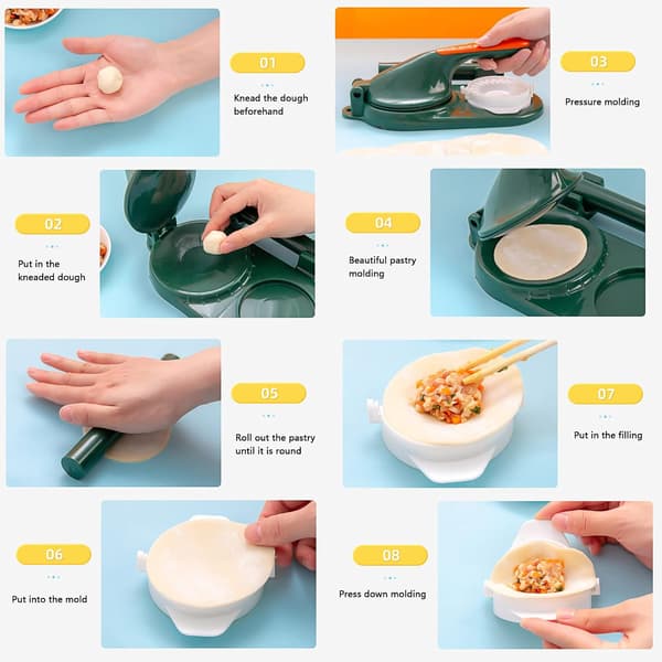 DIY-kit för att göra dumplingdeg med manuell degpress pink
