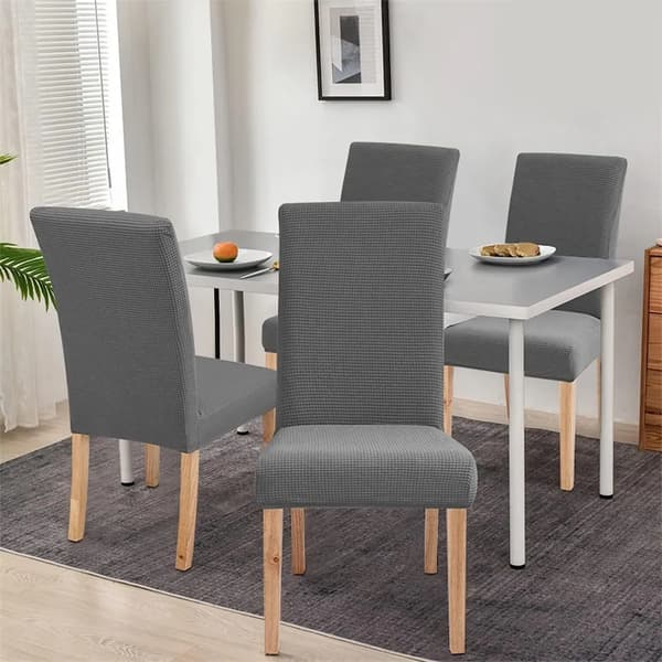 4 delar stolsöverdrag stretch elastiskt universellt stolsöverdrag matsal stolsöverdrag töjbart (beige)